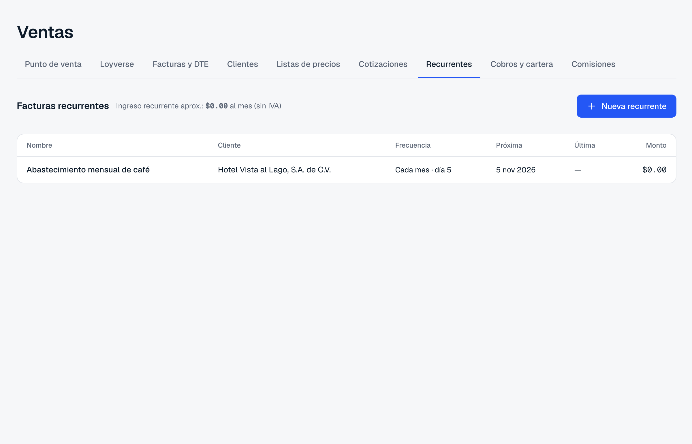 Facturas recurrentes en Titan ERP